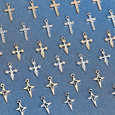 48Pcs 6 Style Alloy Pendants & Rhinestone Settings FIND-AR0002-07-1