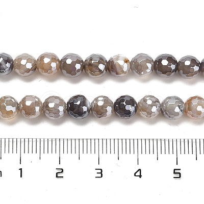 Electroplated Natural Botswana Agate Round Beads Strands G-L598-A03-01-1