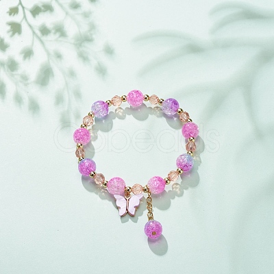 Bling Acrylic & Glass Beaded Stretch Bracelet BJEW-JB08540-1