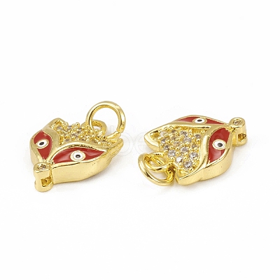 Brass Micro Pave Cubic Zirconia Charms KK-E068-VB029-1-1