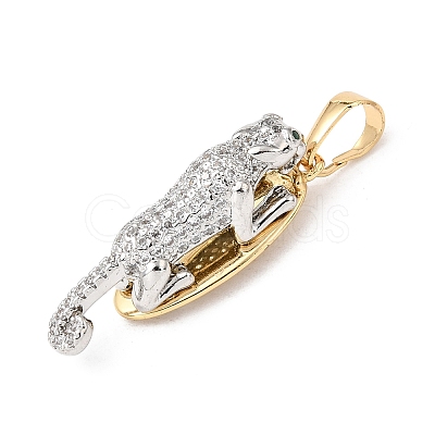 Brass Micro Pave Clear Cubic Zirconia Pendants KK-E799-10GP-1
