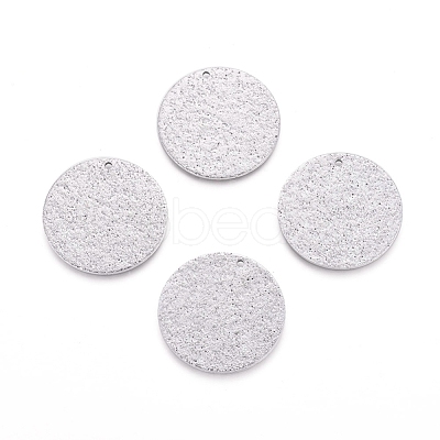 Tarnish Resistant 304 Stainless Steel Textured Pendants STAS-I098-01-25mm-P-1