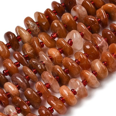 Natural Red Rabbit Fur Rutilated Quartz Beads Strands G-L649-C06-01-1