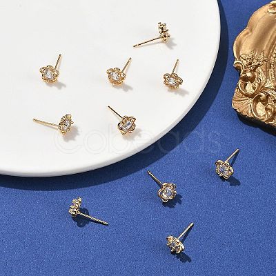 SHEGRACE Brass Micro Pave Cubic Zirconia Stud Earrings XGRQ4N806-721G-1
