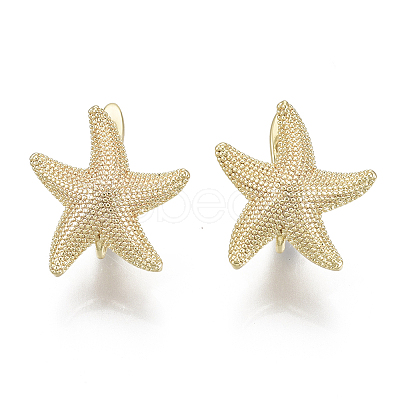 Brass Hoop Earring Findings with Latch Back Closure X-KK-S348-508-NF-1