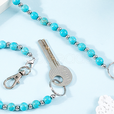 2Pcs Synthetic Turquoise Keychain HJEW-SC0002-27B-1