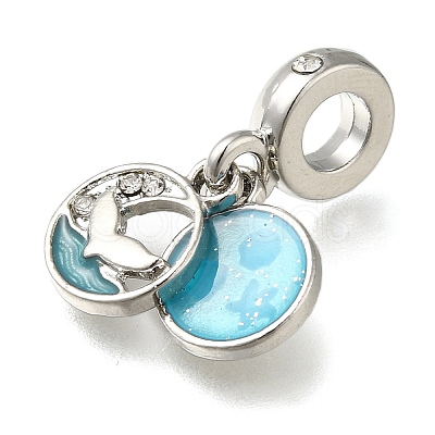 Rack Plating Alloy Enamel European Dangle Charms PALLOY-A009-20P-1