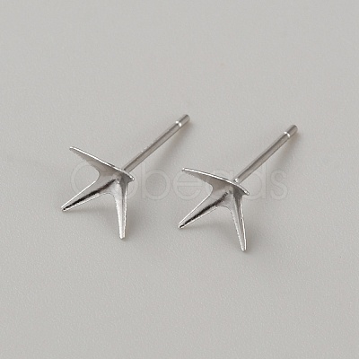 Rhomdium Plated 925 Sterling Silver Stud Earring Findings LS-STER-WH0009-15D-P-1