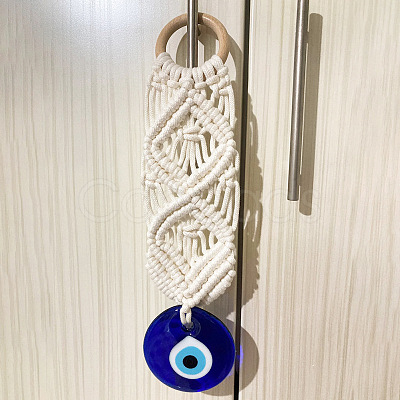 Cotton Cord Macrame Woven Wall Hanging EVIL-PW0002-19-1