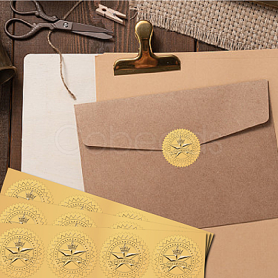Plastic Self Adhesive Gold Foil Embossed Stickers DIY-WH0575-067-1