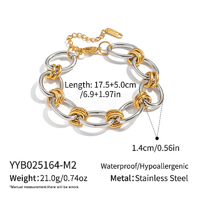 304 Stainless Steel Oval Link Chain Bracelets for Women JJ0914-2-1