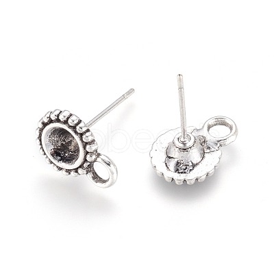 Tibetan Style Stud Earring Findings TIBE-A20145-AS-FF-1
