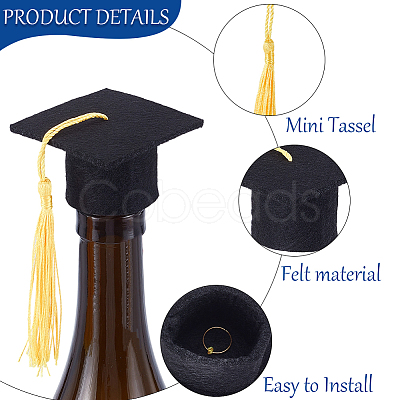 20Pcs 5 Colors Mini Felt Fabric Graduation Hat with Tassels AJEW-CP0010-11-1