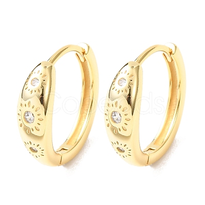 Fireworks 925 Sterling Silver Micro Pave Clear Cubic Zirconia Hoop Earrings EJEW-K317-02G-1