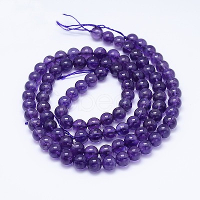 Natural Amethyst Round Bead Strands G-M212-8mm-03B-1
