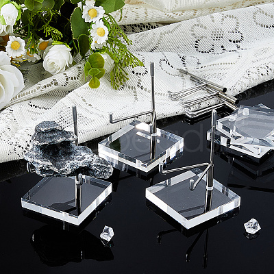 Stainless Steel Crystal Ball Display Holder with Square Clear Acrylic Bases LS-AJEW-WH0695-152P-B-1