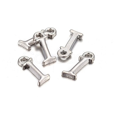 Platinum Plated Alloy Letter Pendants PALLOY-J718-01P-I-1