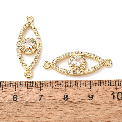 Brass Micro Pave Clear Cubic Zirconia Connector Charms CU-CBA4579-03G-F-1