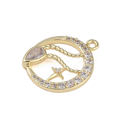 Brass Micro Pave Clear Cubic Zirconia Pendants FIND-B077-02G-11-1