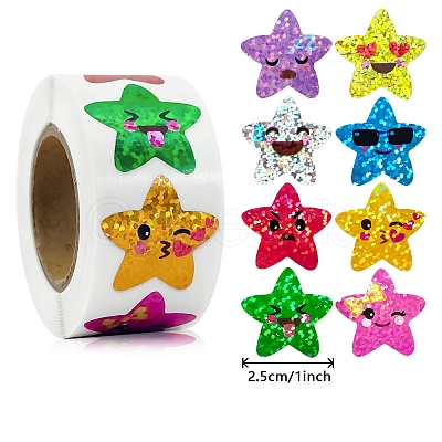 Plastic Laser Star Reward Sticker Rolls PW-WG60442-01-1