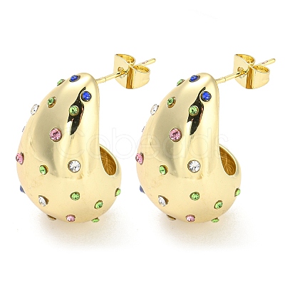 Real 18K Gold Plated Brass Micro Pave Cubic Zirconia Stud Earrings EJEW-I300-12A-1
