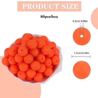 80Pcs Round Silicone Focal Beads SIL-SZ0001-24-20-1