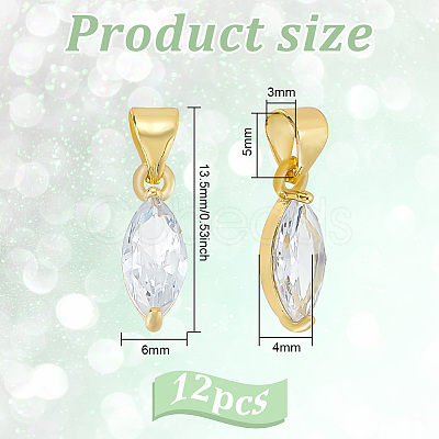 12PCS Brass Cubic Zirconia Charms KK-BC0012-84-1