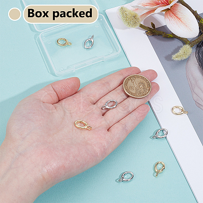 8Pcs 2 Colors Brass Spring Gate Rings KK-BC0015-06-1