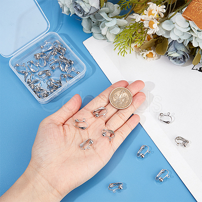 36Pcs Brass Clip-on Earring Findings KK-SP0001-08P-1
