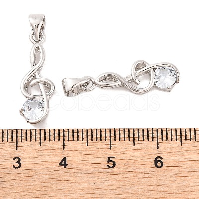 Musical Note Real Platinum Plated Brass Cubic Zirconia Pendants ZIRC-R014-09-1