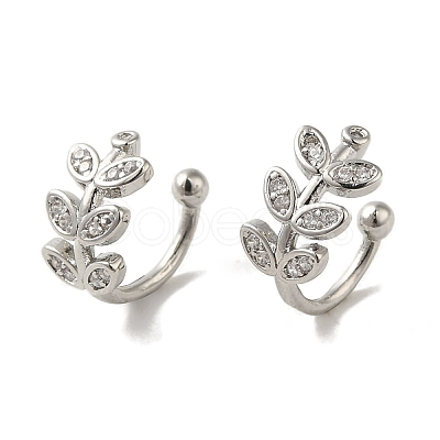 Rack Plating Brass Micro Pave Cubic Zirconia Cuff Earrings EJEW-R162-46P-1
