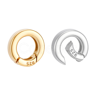 2Pcs 2 Colors 925 Sterling Silver Spring Gate Rings with 925 Stamp STER-PH0004-27C-1