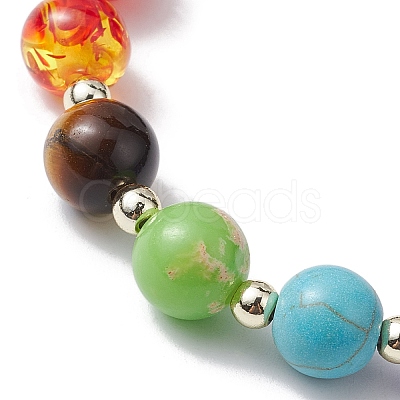 Chakra Theme Natural & Synthetic Mixed Gemstone Stretch Bracelet BJEW-JB10161-1