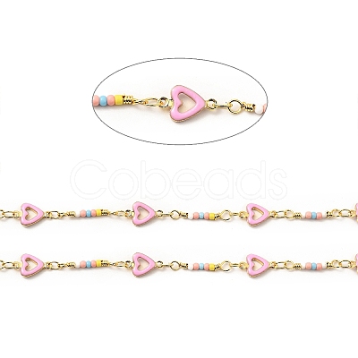 Brass Enamel Heart Link Chains CHC-C003-04G-1