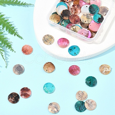 56Pcs 5 Colors Spray Painted Natural Akoya Shell Pendants SHEL-FS0001-09-1