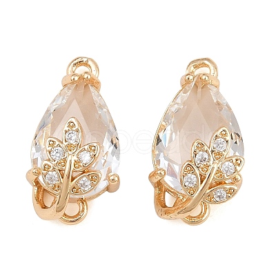 Brass Micro Pave Clear Cubic Zirconia Connector Charms CU-CBA7392-13G-01-1