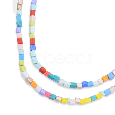Opaque Spray Painted Glass Bead Strands GLAA-N047-05B-1