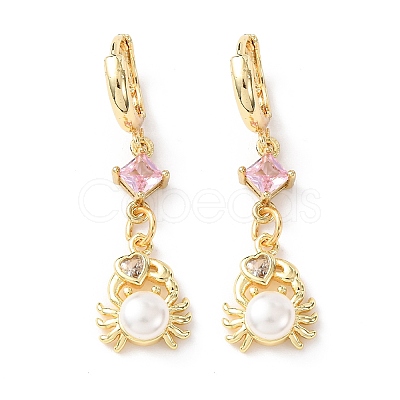 Brass Micro Pave Cubic Zirconia Hoop Earrings EJEW-A149-04A-G-1