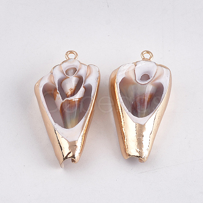 Electroplate Spiral Shell Pendants SSHEL-T008-09-1