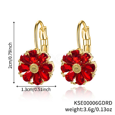 Brass Flower Hoop Earrings JJ3056-8-1