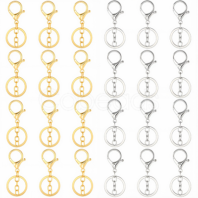 24Pcs 2 Caolors Alloy Keychain Clasps KEYC-SC0001-81-1
