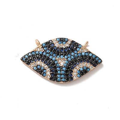 Horse Eye Rack Plating Brass Micro Pave Cubic Zirconia Charms KK-G504-05RG-1