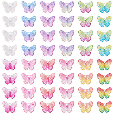 72Pcs 12 Colors UV Plating Transparent Acrylic Pendants OACR-TA0003-86-1