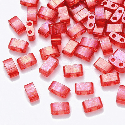 2-Hole Baking Painted Transparent Glass Seed Beads X-SEED-S031-M-254-1