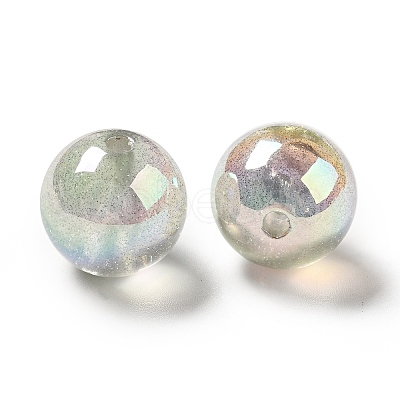 UV Plating Transparent Rainbow Iridescent Acrylic Beads OACR-D010-01F-1