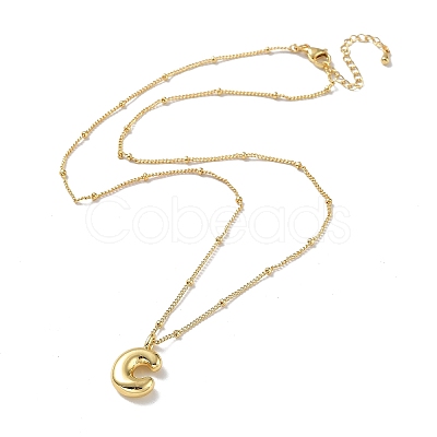 Initial Letter Brass Pendant Necklace NJEW-A015-21G-C-1