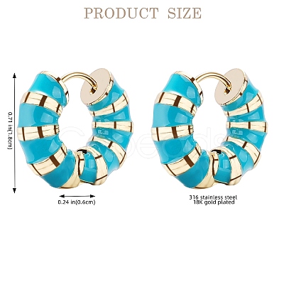 Enamel Striped Thick Hoop Earrings JE1110B-1