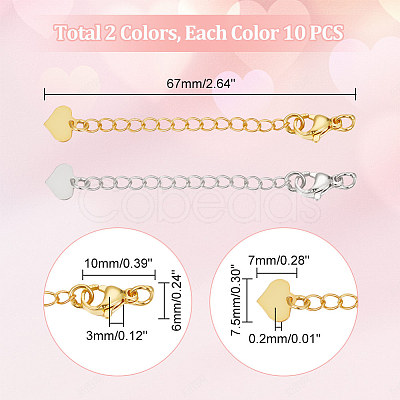 Unicraftale 20Pcs 2 Colors Brass Curb Chain Extender KK-UN0001-79-1