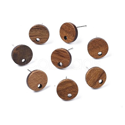 Walnut Wood Stud Earring Findings X-MAK-N033-008A-1