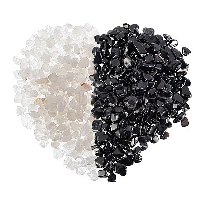 800G 2 Style Natural Quartz Crystal & Obsidian Beads G-CA0001-39-1